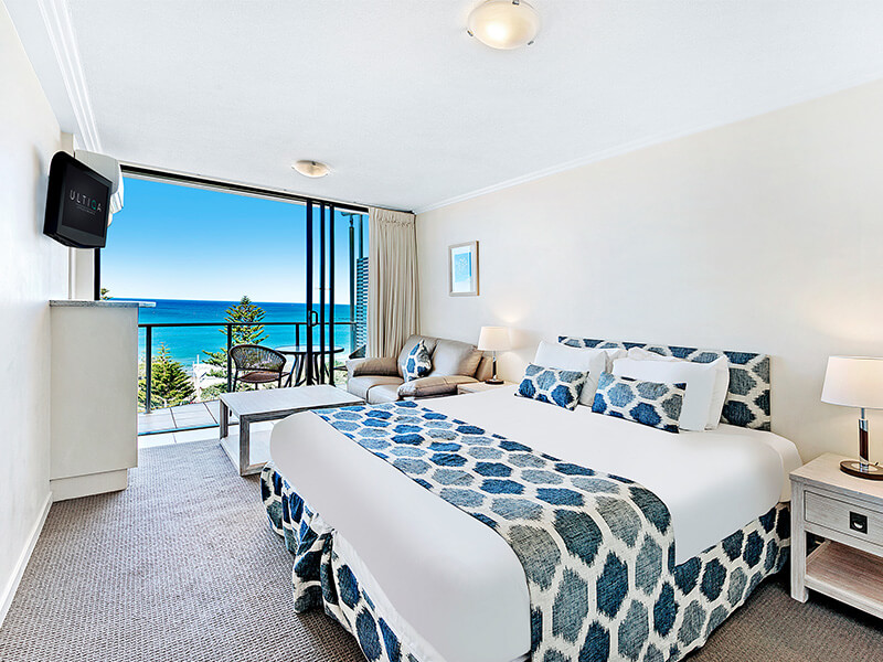 Studio apartment with ocean view at ULTIQA Shearwater Resort.