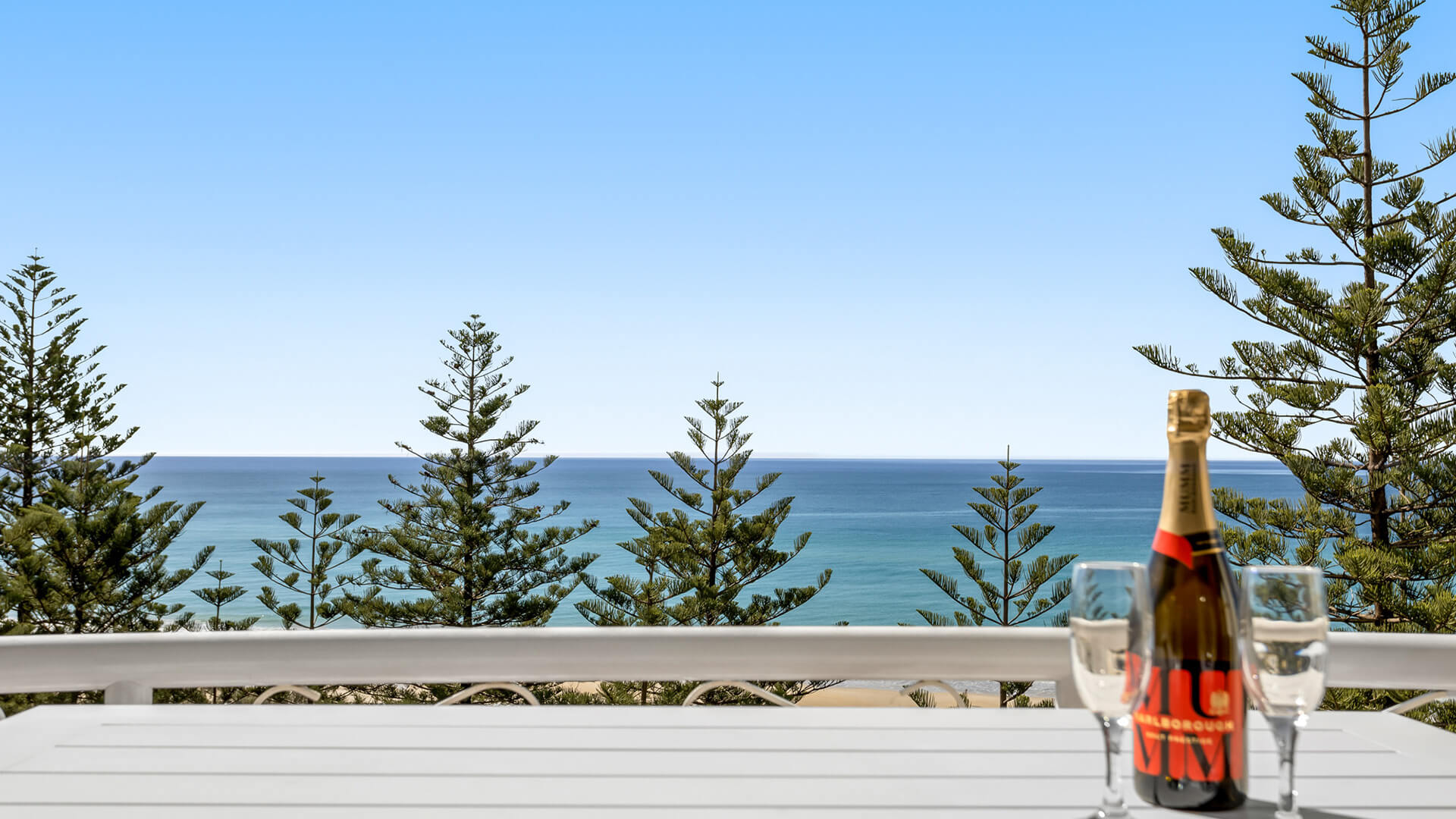 Ocean view from private balcony in 1 Bedroom Superior Ocean View Apartment at ULTIQA Burleigh Mediterranean Resort.